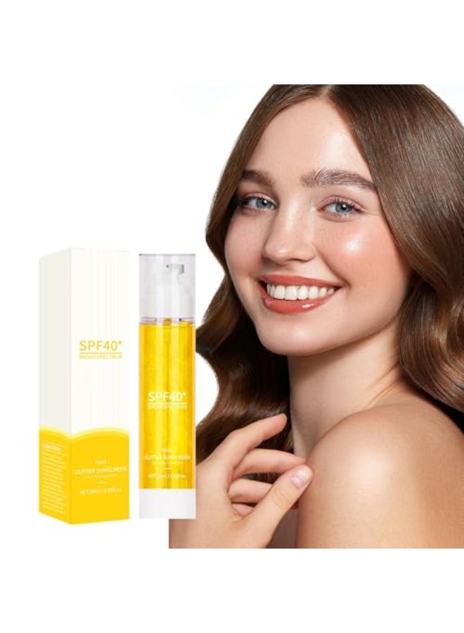 زيت ترطيب للجسم بعامل حماية من الشمس، SPF 30، 40، 50، واقي شمس للجسم بلمعة ذهبية وردية وزيت جوز الهند، مرطب واسع الطيف مقاوم للماء، لمعة خفيفة مناسبة للشاطئ والاستخدام اليومي (SPF40+) - Image 2