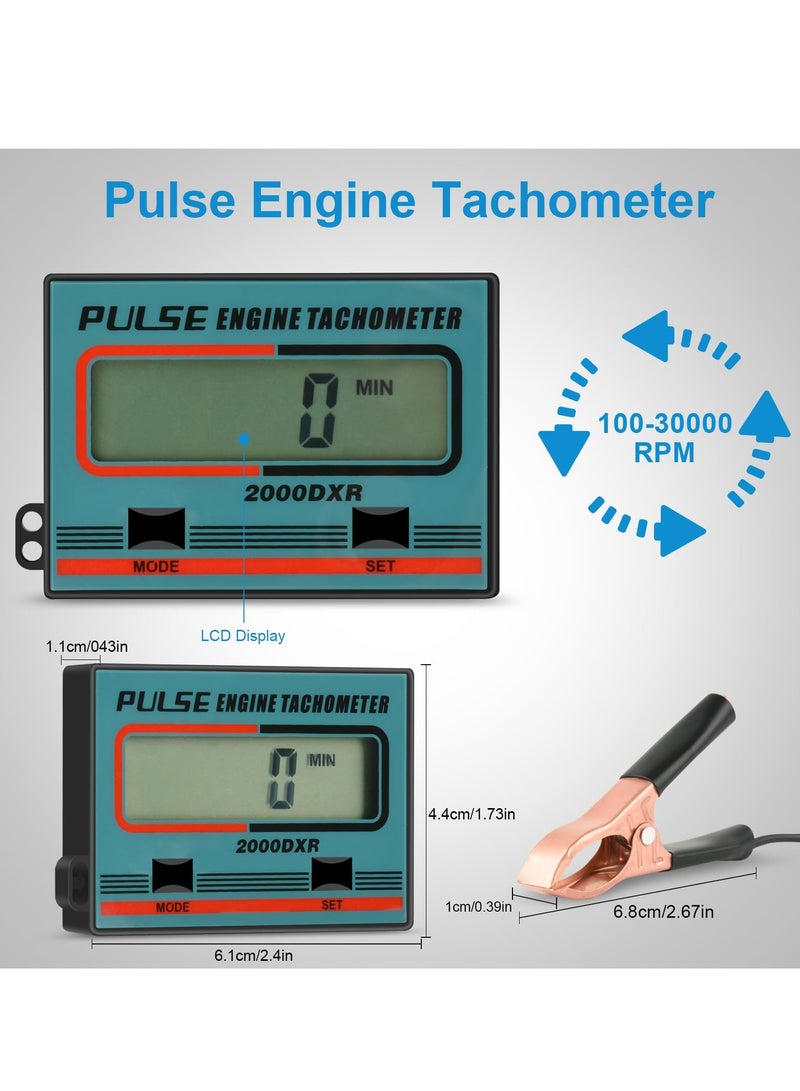 KASTWAVE عداد دورات المحرك الرقمي المحمول، عداد ساعات المحركات الصغيرة، عداد الدوران بشاشة LCD لمناشير السلسلة والجزازات ومحركات البنزين بالوقت بالدقائق - Image 3