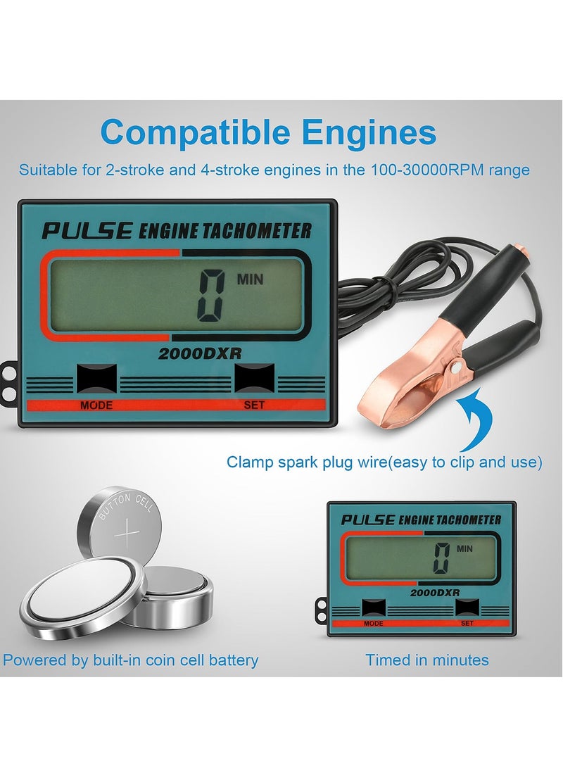 KASTWAVE عداد دورات المحرك الرقمي المحمول، عداد ساعات المحركات الصغيرة، عداد الدوران بشاشة LCD لمناشير السلسلة والجزازات ومحركات البنزين بالوقت بالدقائق - Image 4