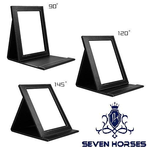 Seven Horses Folding Travel Vanity Mirror with Stand for Cosmetics Personal Beauty Portable Mirrors Black - Image 4