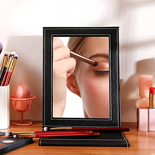 Seven Horses Folding Travel Vanity Mirror with Stand for Cosmetics Personal Beauty Portable Mirrors Black - Image 3