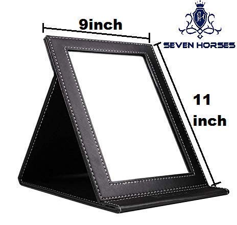 Seven Horses Folding Travel Vanity Mirror with Stand for Cosmetics Personal Beauty Portable Mirrors Black - Image 5