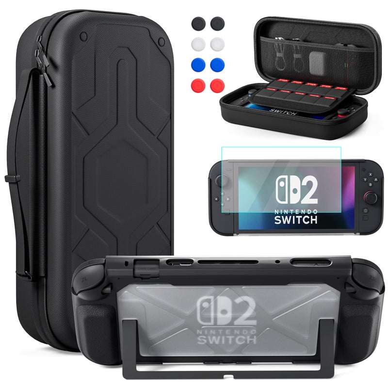 FANPL Case Bundle for Nintendo Switch 2 2025 Accessories Carrying Case for Switch 2 and Joy Con Controller with Hard Dockable Protective Cover Screen protector 8 Thumb Grips Mecha Style Design - Image 2