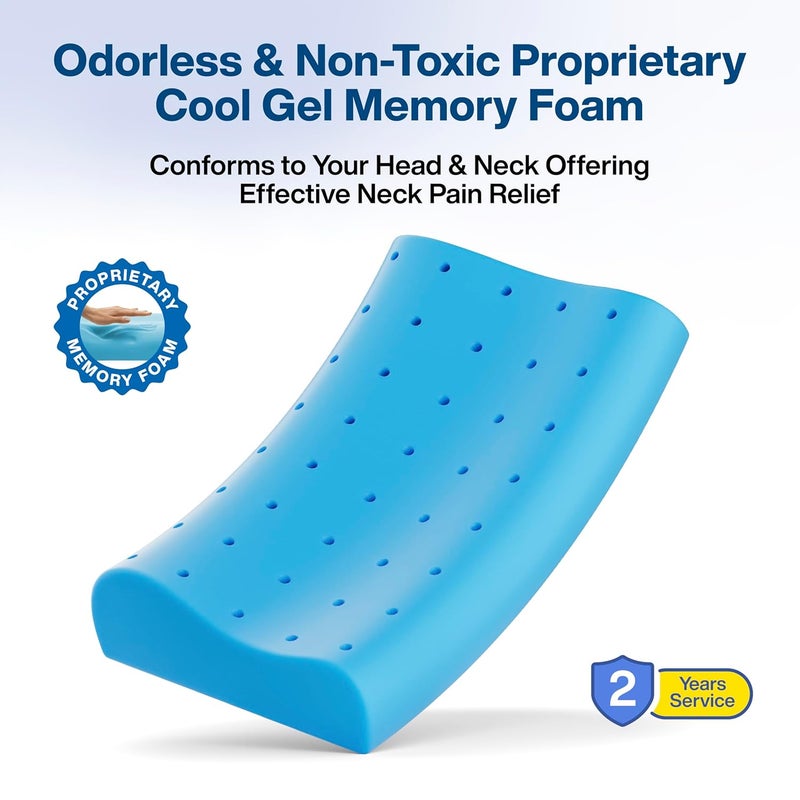 FOverA وسادة عنق لتخفيف آلام الرقبة | ضمان لمدة 2 سنوات | وسادة دعم عنق طبية من فوم الذاكرة مع تهوية مبردة للنوم، آلام الرقبة والكتف (قياسي - 18x11x3.5 بوصة، رمادي) - Image 3