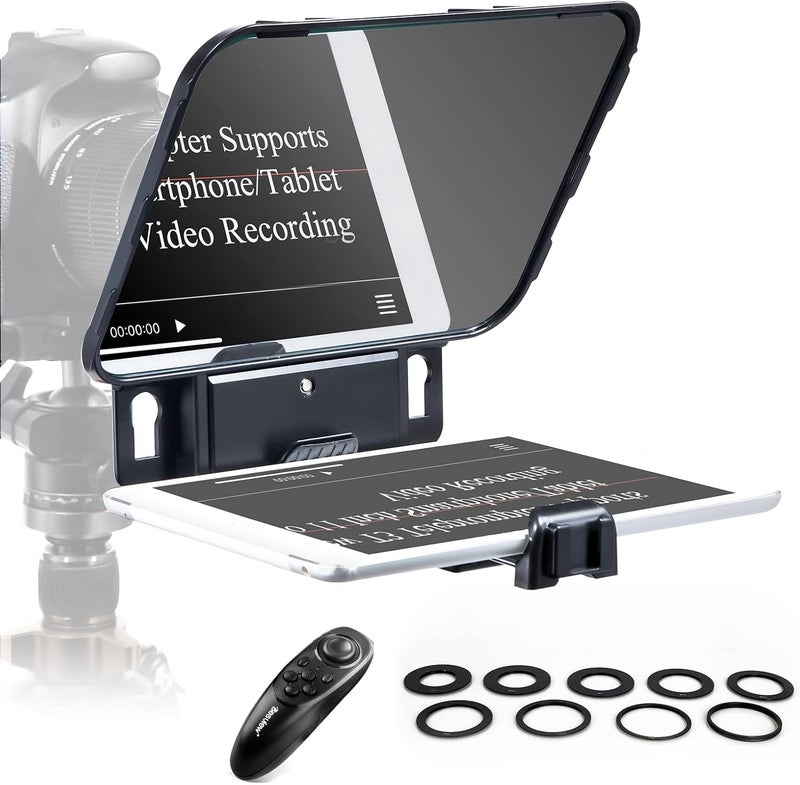 Desview T3 Teleprompter Teleprompter with Remote Control Work with iPad/Tablet/Smartphone up to 10 inch High Display Mirror Support Wide Angle Lens Great Partner for Live Streaming - Image 1
