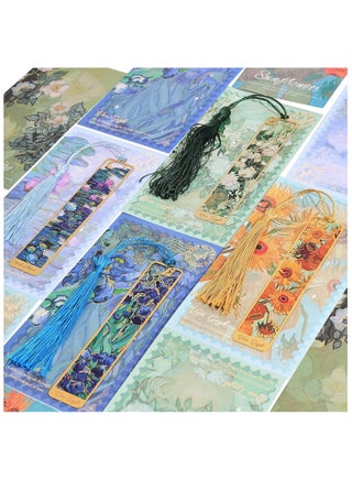4 Pack Metal Bookmarks with Tassel, Golden Hollow Bookmark Van Gogh Oil Painting Theme Book Mark Bookmarks for Book Lovers Writers Readers Children Teens Men Women Adults - view 4