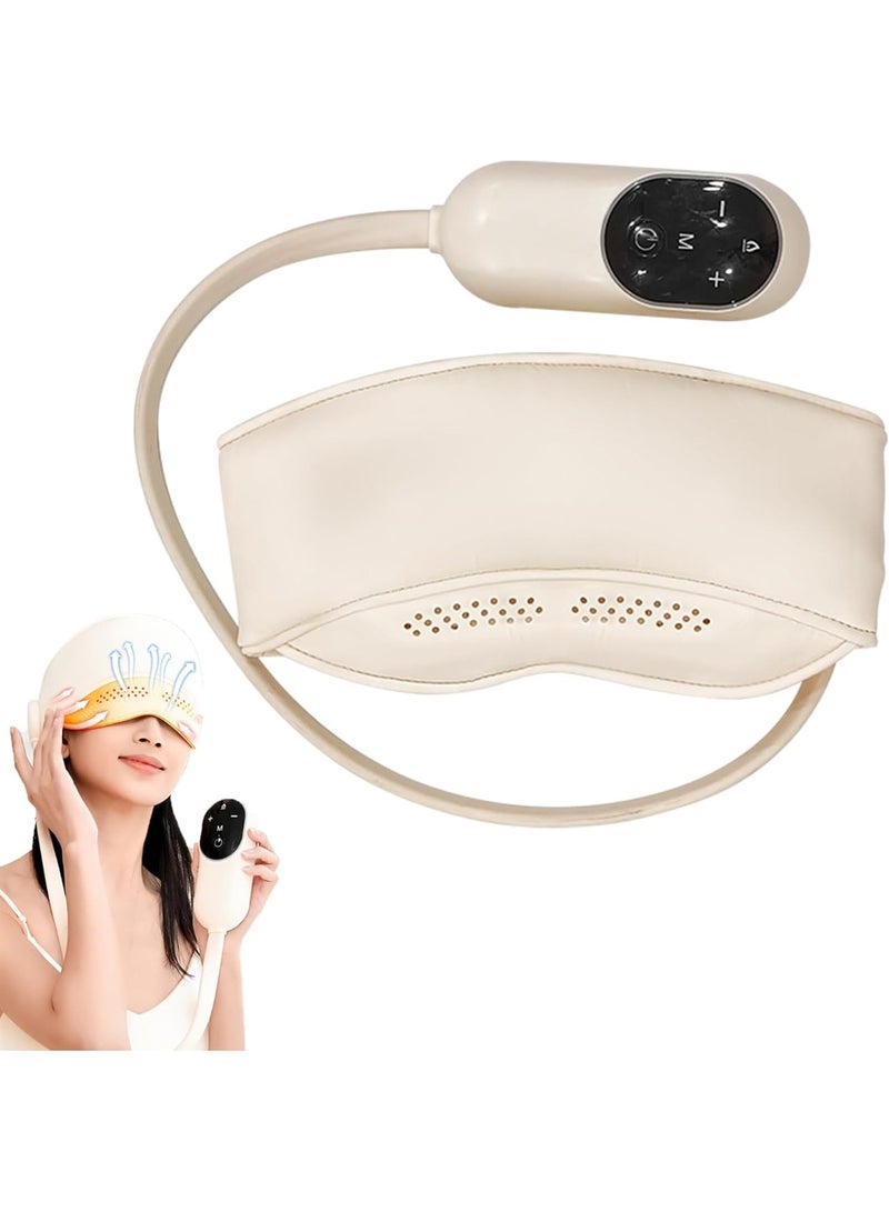 Head massager - [beige head and eye integrated hat style] airbag massage + graphene heat therapy + multiple stress-relieving modes + low-frequency motor Eye and head massager with heat, dry eye tension improves sleep, perfect gift option - Image 1