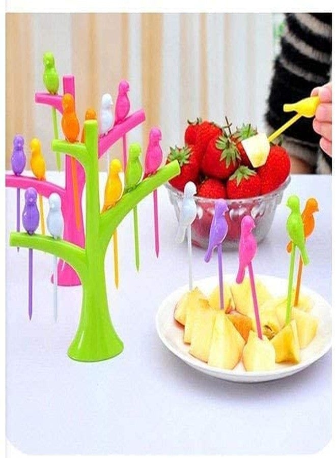 TRIOHOMES Bird Fork Bird Fruit and Salad Fork Multicoloured 6 Forks in Bird Shape with Tree for Kitchen and Dining - Image 5