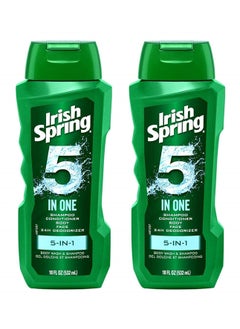 Irish Spring 5in1 Shampoo Conditioner Body Wash Face Wash and Deodorizer 18 oz Pack of 2