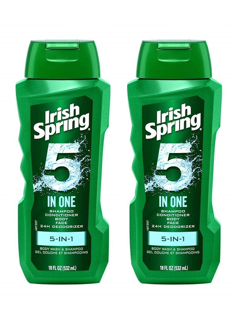 Irish Spring - Irish Spring 5in1 Shampoo Conditioner Body Wash Face Wash and Deodorizer 18 oz Pack of 2 - Image 1