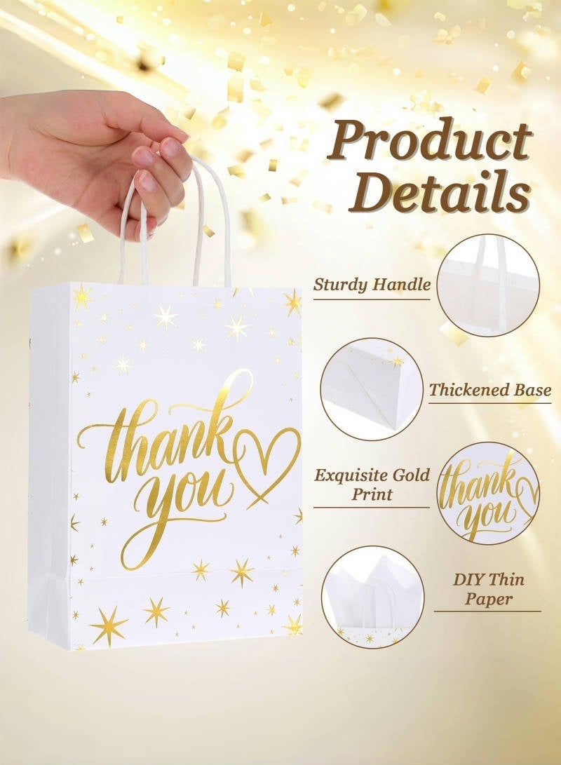 12 كيس هدايا شكر أبيض مع ورق تغليف، أكياس هدايا الحفلات، أكياس ورقية لحفلات الزفاف، والحفلات، وأعياد الميلاد، والأعمال التجارية، وحفلات استقبال المولود، 15 × 8 × 20 سم - Image 3