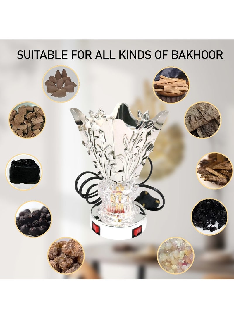 GOOAS Electric Incense Burner - Floral Crystal Base Oud Burner with Dual Switch Control - Stylish Mabkhara for Home, Office & Gift Use - Image 3