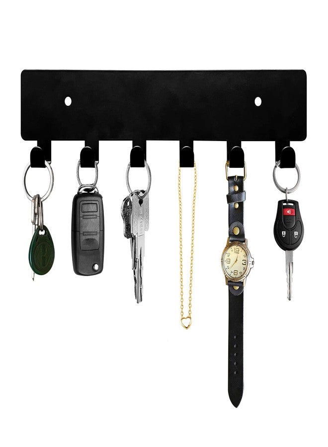 GTK Key Holder for Wall, Key Hooks with 6 Hooks, Wall Mounted Key Holder for Hallway, Self-Adhesive Key Rack (Black) - Image 1