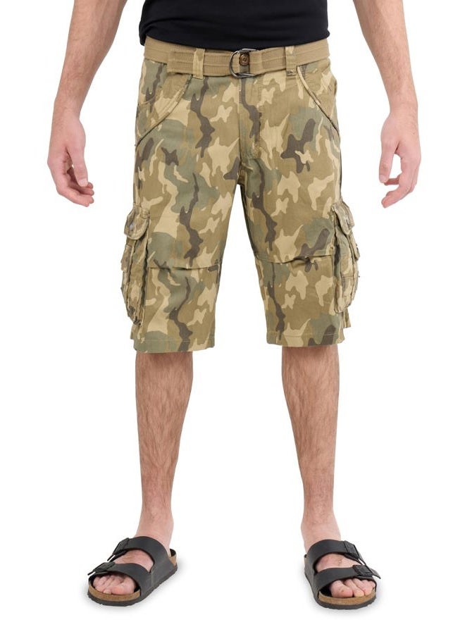 X RAY Mens Tactical Cargo Shorts Camo and Solid Colors 12.5" Inseam Knee Length Classic Fit Multi Pocket, Corner Twill Taped Back Pocket - Desert Camo, 34 - Image 1