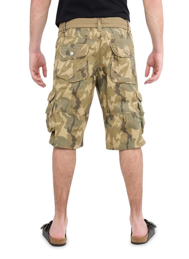 X RAY Mens Tactical Cargo Shorts Camo and Solid Colors 12.5" Inseam Knee Length Classic Fit Multi Pocket, Corner Twill Taped Back Pocket - Desert Camo, 34 - Image 2