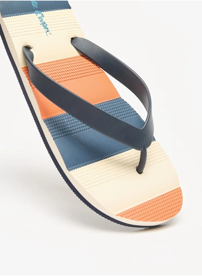 لي كوبر Men's Striped Slip-On Thong Slippers