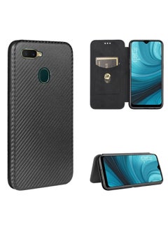 HuHa Case Cover For OPPO A7 AX7 / A5s / AX5s / A12 Carbon Fiber Texture Horizontal Flip TPU + PC + PU Leather Case with Card Slot Black 