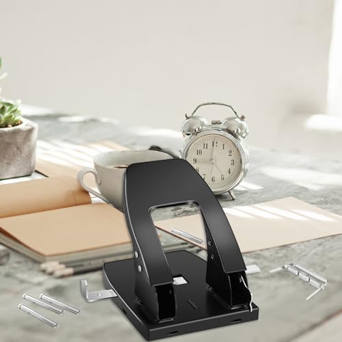 Ysglory 2 Hole Punch with 100 Prong Paper Fastener Heavy Duty Paper Two Hole Punchers for Paper File Folder Binder, Padded Handle, 30 Sheet Capacity, Black - Image 5