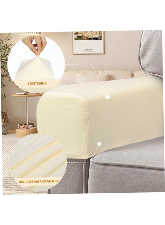 BESPORTBLE BESPORTBLE 2pcs Stretch Fabric Sofa Armrest Covers Armchair Arm Covers Anti-Stain Washable Furniture Protector (Beige) - Image 3