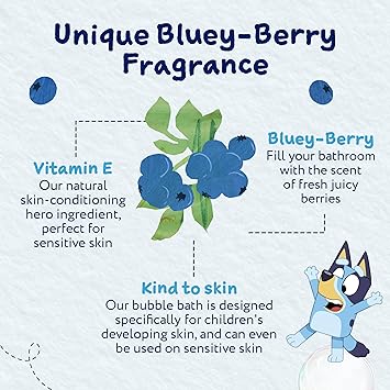 Childs Farm Kids Bluey Bubble Bath BlueyBerry Gently Cleanses Soothes Suitable for Dry Sensitive Skin 250ml - Image 3