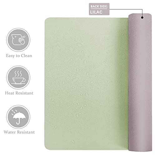 Aothia Double-Sided PU Leather Desk Pad - Non-Slip Large Mouse Pad & Desk Mat for Office, Home - Waterproof, Easy to Clean, Durable Dual-Sided Surface (36" x 17", Matcha Green) - Image 2