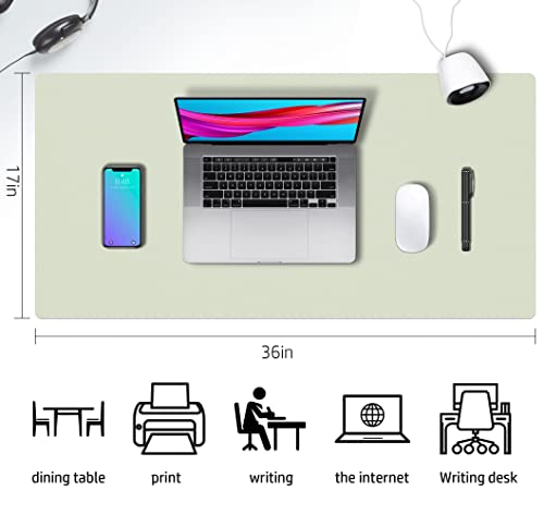 Aothia Double-Sided PU Leather Desk Pad - Non-Slip Large Mouse Pad & Desk Mat for Office, Home - Waterproof, Easy to Clean, Durable Dual-Sided Surface (36" x 17", Matcha Green) - Image 3