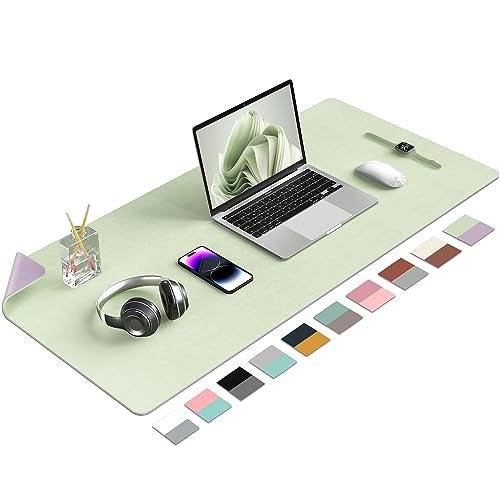 Aothia Double-Sided PU Leather Desk Pad - Non-Slip Large Mouse Pad & Desk Mat for Office, Home - Waterproof, Easy to Clean, Durable Dual-Sided Surface (36" x 17", Matcha Green) - Image 1