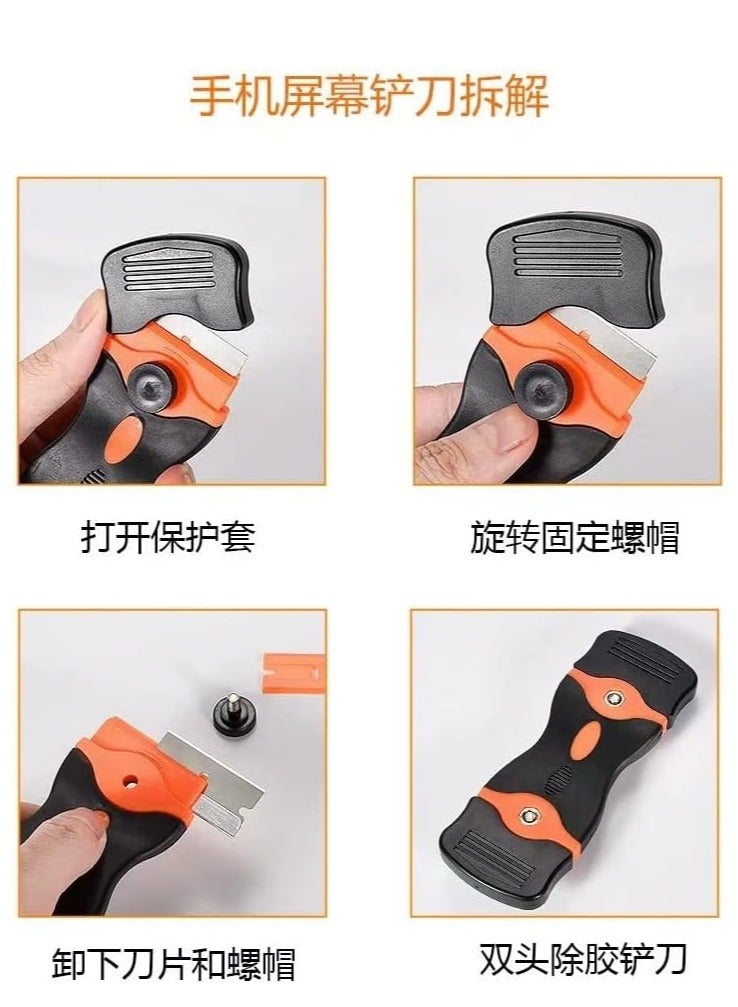 3 Pack Razor Blade Scraper Tool with 50 Plastic and 30 Metal Blades Ideal for Removing Labels Tint and Grease from Windshields Appliances and Glass Surfaces - Image 4