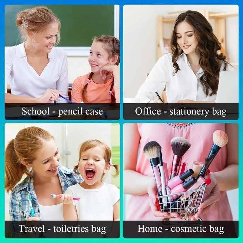 Aputue Zipper Pencil Bag, 2 PCS Clear PVC Waterproof Pouch - Large Capacity Organizer for School and Office Supplies - Image 3