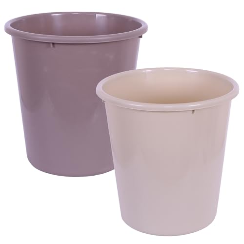 Kuber Industries (Set of 2) Plastic Open Top Dustbin Without Lid - Food Waste Bin for Kitchen | Home | Office | Bathroom | Washroom - Garbage Can for Dry and Wet Waste (10 LTR Capacity) (Brown-Beige) - Image 1