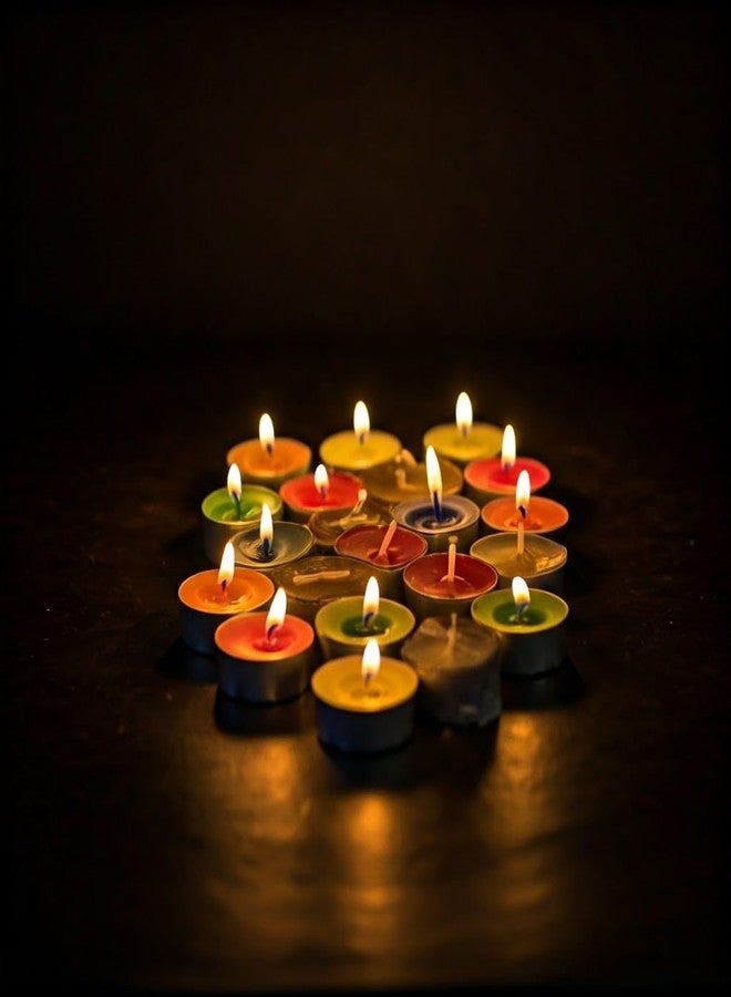Bindian Unscented Tealight Candles, 100% Paraffin Wax, Smokeless, 1-1.5 Hour Burn Time, Dripless, for Home Decor, Offices & Other (Pack of 100 Multicolor) - Image 3