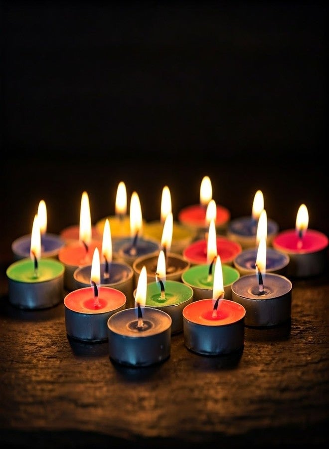 Bindian Unscented Tealight Candles, 100% Paraffin Wax, Smokeless, 1-1.5 Hour Burn Time, Dripless, for Home Decor, Offices & Other (Pack of 100 Multicolor) - Image 2