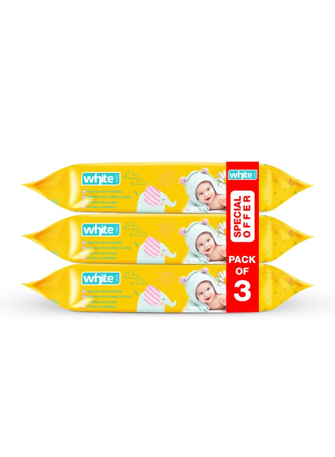 White Wet Wipes Baby 72 Pulls with Chamomilla Extract 3in1 - Image 1
