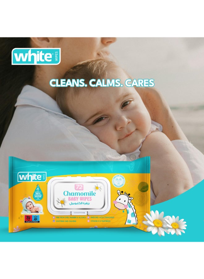 White Wet Wipes Baby 72 Pulls with Chamomilla Extract 3in1 - Image 5