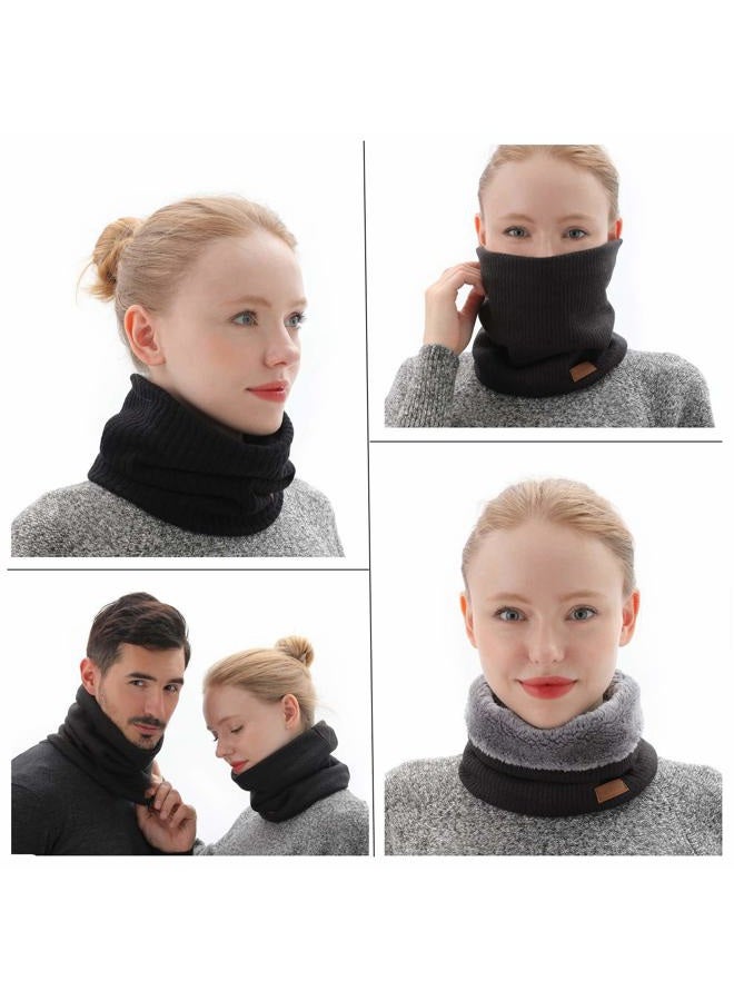 NovForth Winter Neck Warmer for Men Neck Scarf for Women Fleece Scarf for Men Thick Windproof Scarf Black2pc, One Size - Image 5