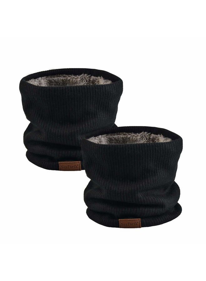NovForth Winter Neck Warmer for Men Neck Scarf for Women Fleece Scarf for Men Thick Windproof Scarf Black2pc, One Size - Image 1