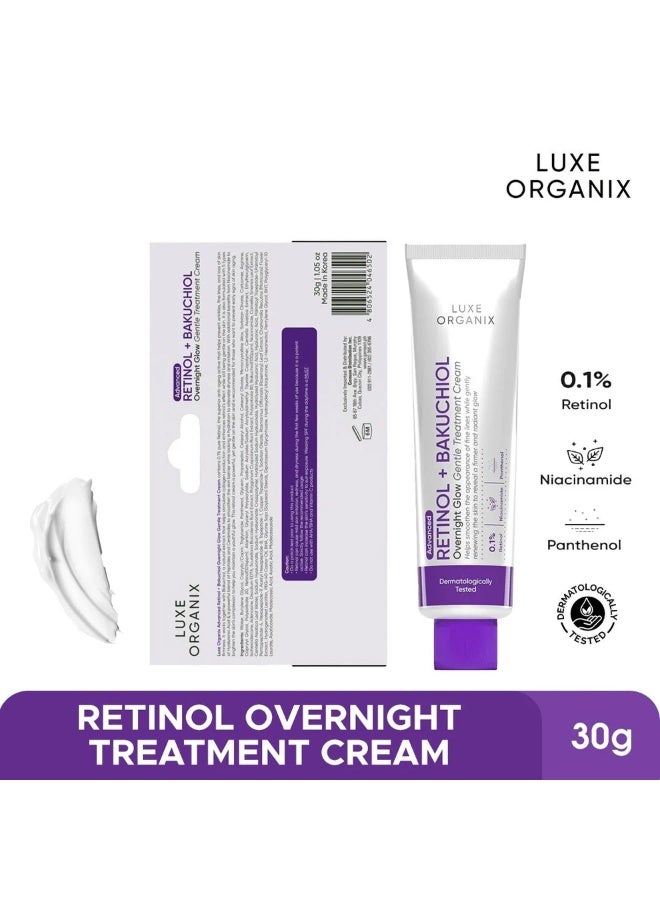 Luxe Organix Overnight Glow Retinol Treatment Cream 30g with Bakuchiol, 0.1% Retinol and Niacinamide for Brighter Skin, Reduced Wrinkles and Improved Skin Texture - Image 5