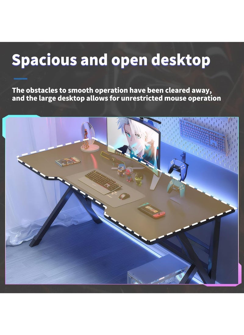OHAHO 140CM Gaming Table,Gaming Desk, Computer Desk Home Office Desk Extra Large Modern Ergonomic Black PC Table Gamer Workstation (Black, 140x60x75cm)  - Image 3