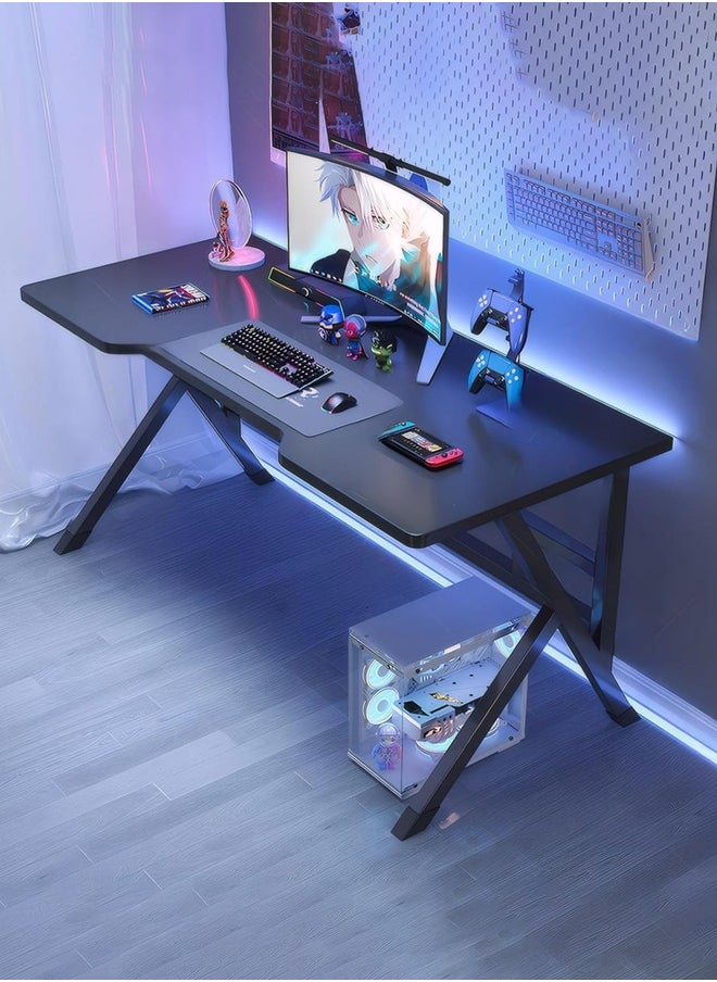 OHAHO 140CM Gaming Table,Gaming Desk, Computer Desk Home Office Desk Extra Large Modern Ergonomic Black PC Table Gamer Workstation (Black, 140x60x75cm)  - Image 1