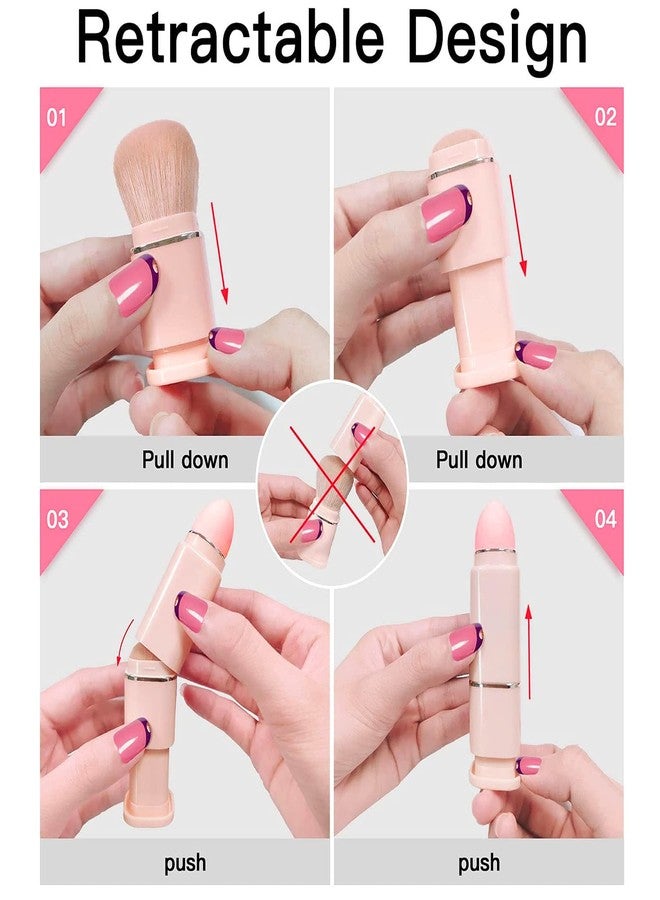 Vtrem Portable Retractable Makeup Brushes Set - 8 in 1 Travel Powder, Angled, Lip, Eyeshadow, Foundation Blending, Beauty Sponge All in One Make Up Brush Set - Image 2