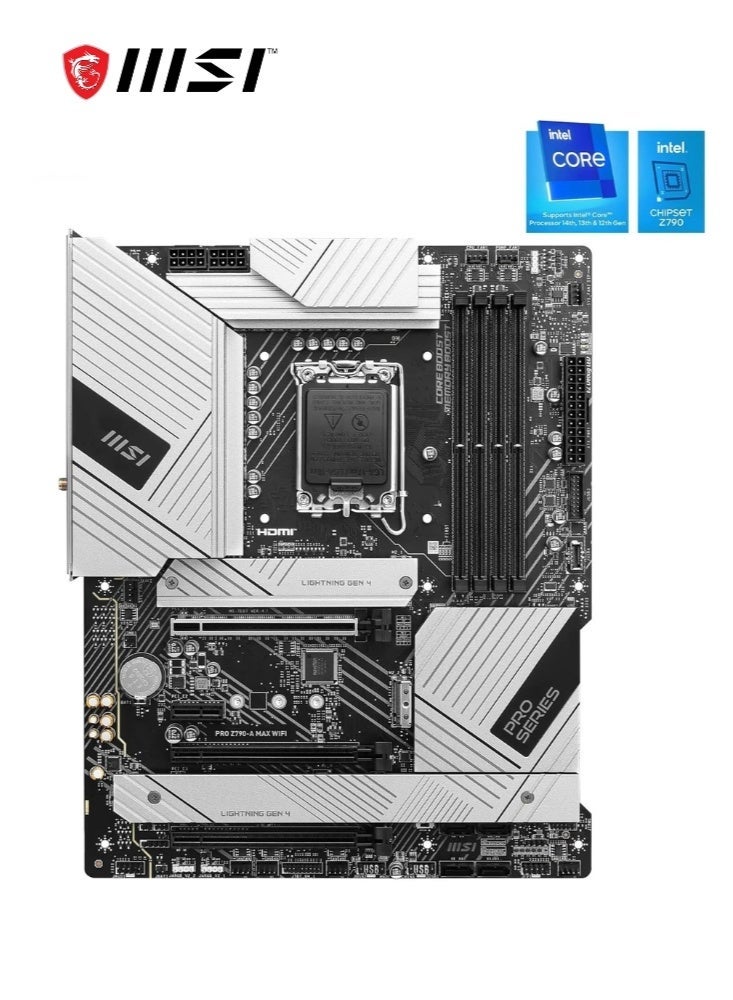 MSI PRO Z790-A MAX WIFI | DDR5 Intel® ATX Mother Board |Digital PWM, PCI-E, 6x SATA 6G, 4x M.2, 1x HDMI™ | DisplayPort, 2.5Gbps LAN, VRM Heatsink | Pre Installed IO Shield | 911-7E07-033 - Image 2