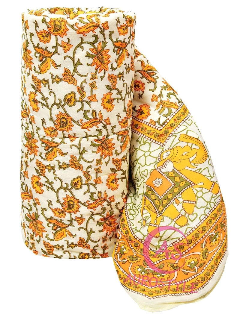 AUROSTYLE 400 TC Pure Cotton Jaipuri Design Printed Quilt Light Weight Single Bed RazaiRajai 85 x 55 Inches AUR_Design114 - Image 1