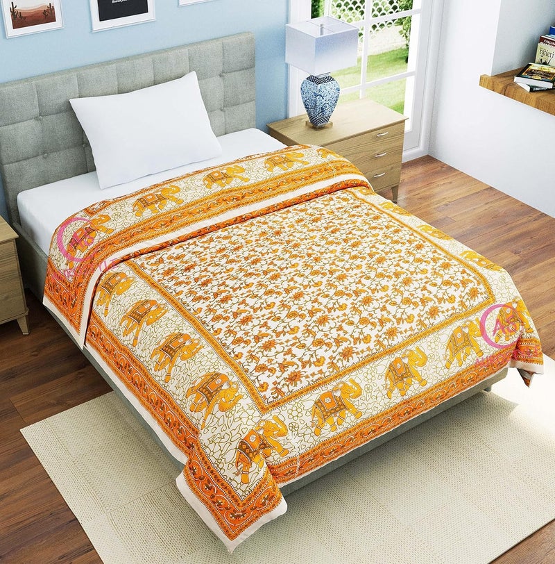 AUROSTYLE 400 TC Pure Cotton Jaipuri Design Printed Quilt Light Weight Single Bed RazaiRajai 85 x 55 Inches AUR_Design114 - Image 4
