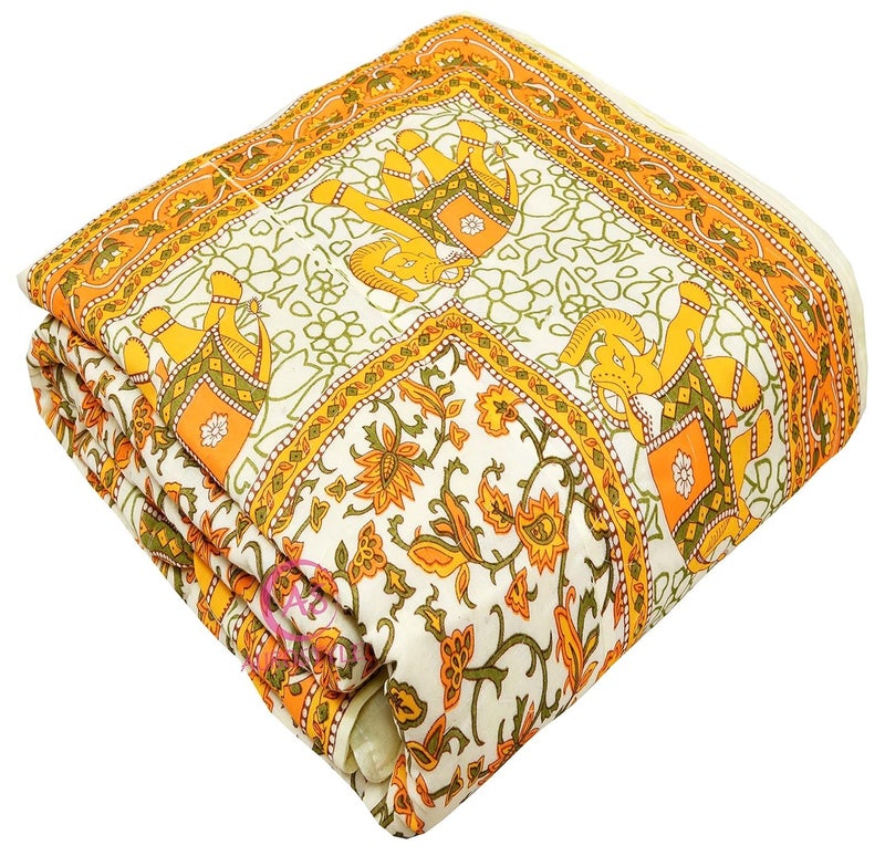 AUROSTYLE 400 TC Pure Cotton Jaipuri Design Printed Quilt Light Weight Single Bed RazaiRajai 85 x 55 Inches AUR_Design114 - Image 2