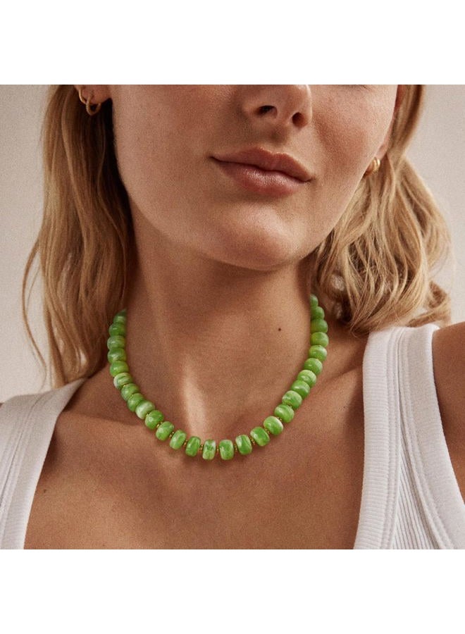 HolidayQbee Beaded Necklace for Women Boho Bead Gemstone Chunky Necklace Big Bead Necklace Fashion Trendy Summer Necklaces Jewelry Gifts, 17.3 inches (adjustable), Resin, No Gemstone - Image 2