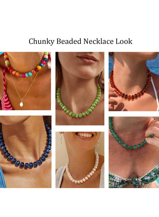 HolidayQbee Beaded Necklace for Women Boho Bead Gemstone Chunky Necklace Big Bead Necklace Fashion Trendy Summer Necklaces Jewelry Gifts, 17.3 inches (adjustable), Resin, No Gemstone - Image 3