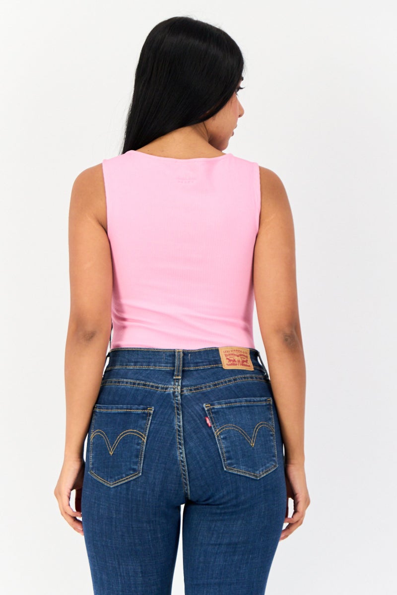 SALSA Women Ribbed Sleeveless Bodysuit, Pink - Image 3