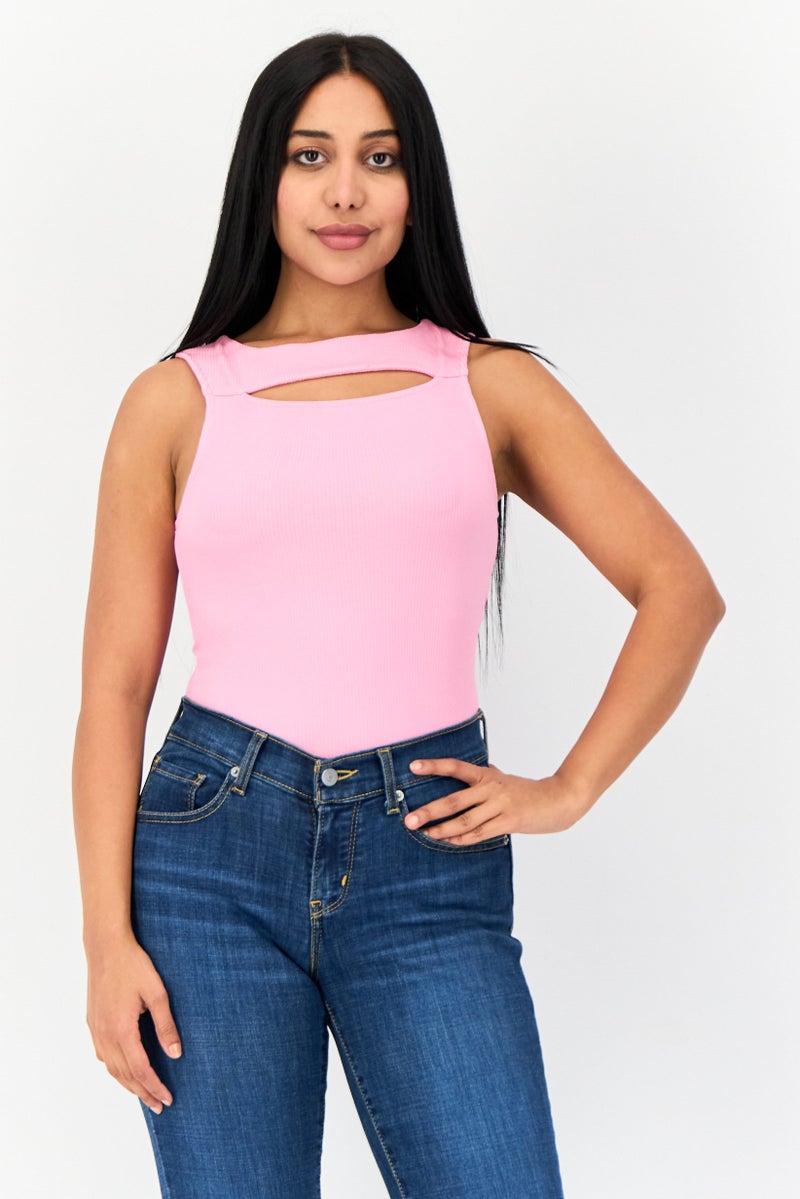 SALSA Women Ribbed Sleeveless Bodysuit, Pink - Image 1