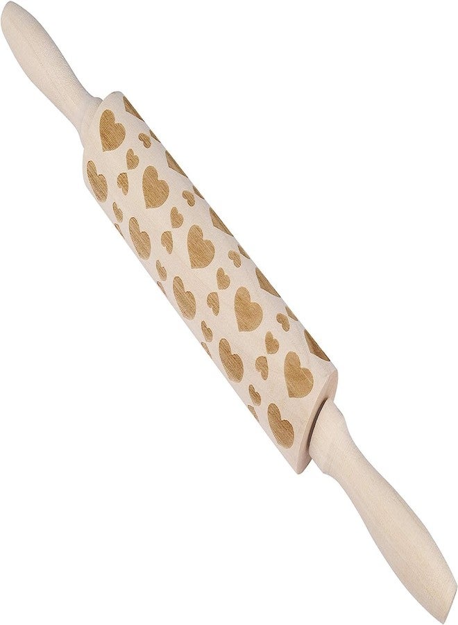 LAVNIK Premium Wooden Embossed Rolling Pin with Heart Pattern – Dough Dezine Roller for Baking Cookies, Pastries, Fondant & DIY Crafts | Decorative Engraved Rolling Pin for Bakers & Kids - Image 1