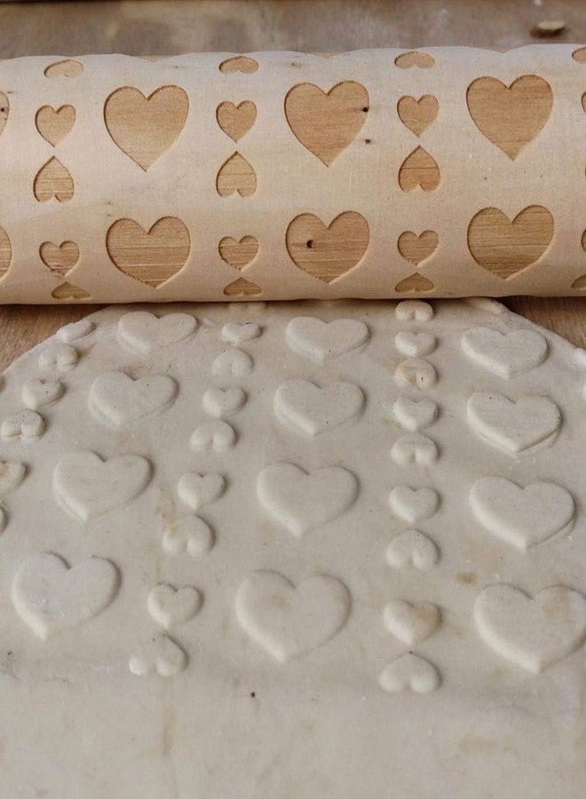LAVNIK Premium Wooden Embossed Rolling Pin with Heart Pattern – Dough Dezine Roller for Baking Cookies, Pastries, Fondant & DIY Crafts | Decorative Engraved Rolling Pin for Bakers & Kids - Image 3